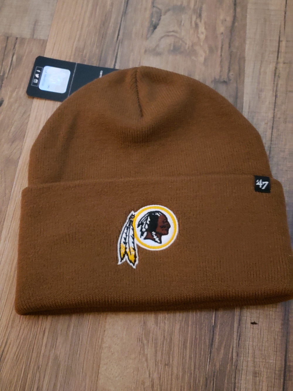 47 Men's Brown Cuffed Knit Beanie with Team Patch